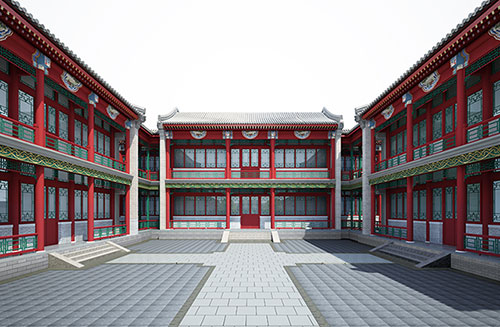 渝中北京四合院设计古建筑鸟瞰图展示