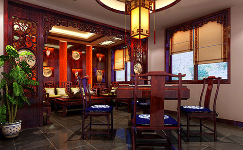 渝中古典中式风格茶楼包间设计装修效果图